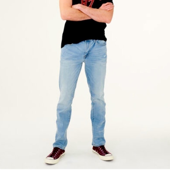 Aero Slim Straight light Distressed Men Jeans - Picture 1 of 7